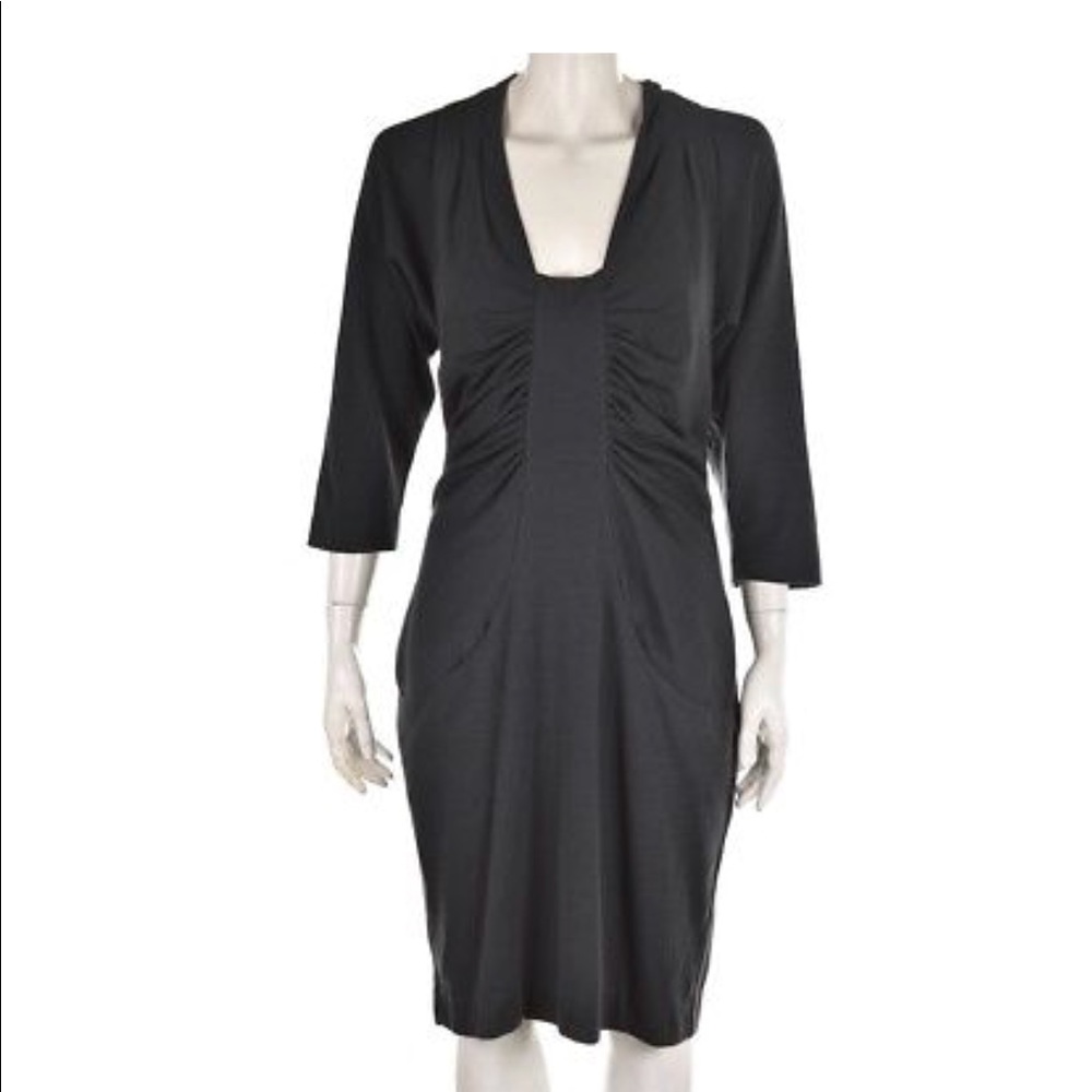 CATHERINE MALANDRINO DRESS CHARCOAL GRAY WOOL